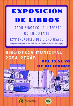 Exposición de libros en la biblioteca de Sabiñánigo